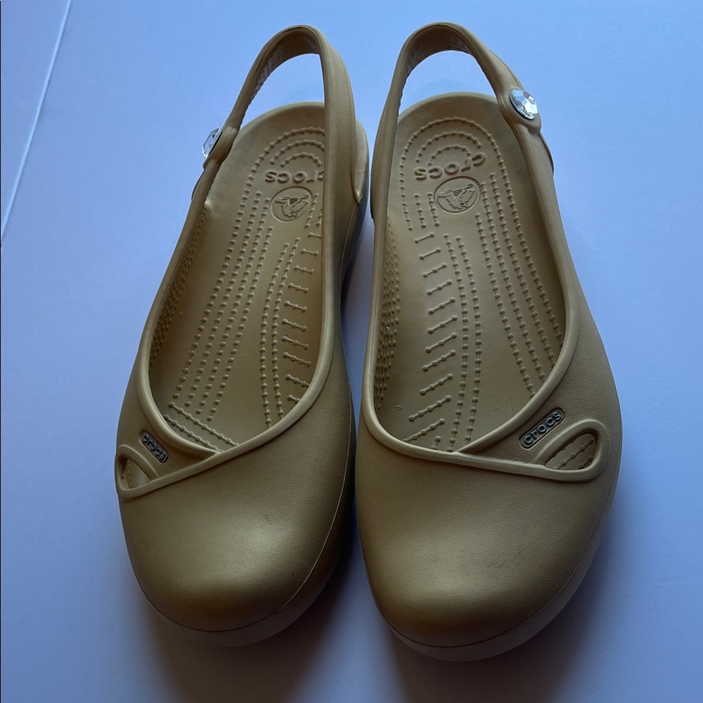 CROCS Women's Tan Slingback Flats - Picture 1 of 6